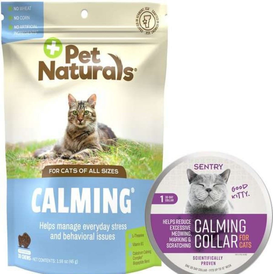 Cat * | Bundle: Pet Naturals Calming Cat Chews, 30 Count + Sentry Good Behavior Calming Collar For Cats, Up To 15-In Neck, 1 Count Free Delivery