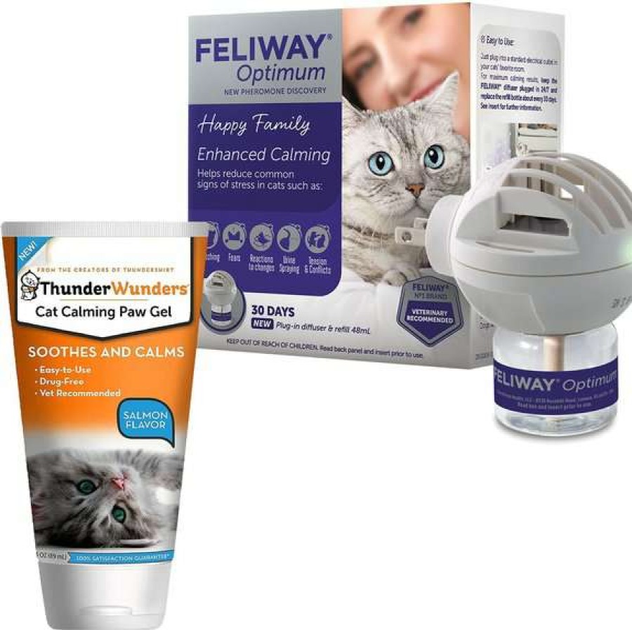 Cat * | Bundle: Thunderwunders Calming Cat Paw Gel, 3-Oz Bottle + Feliway Optimum Enhanced Calming 30 Day Diffuser For Cats Shop