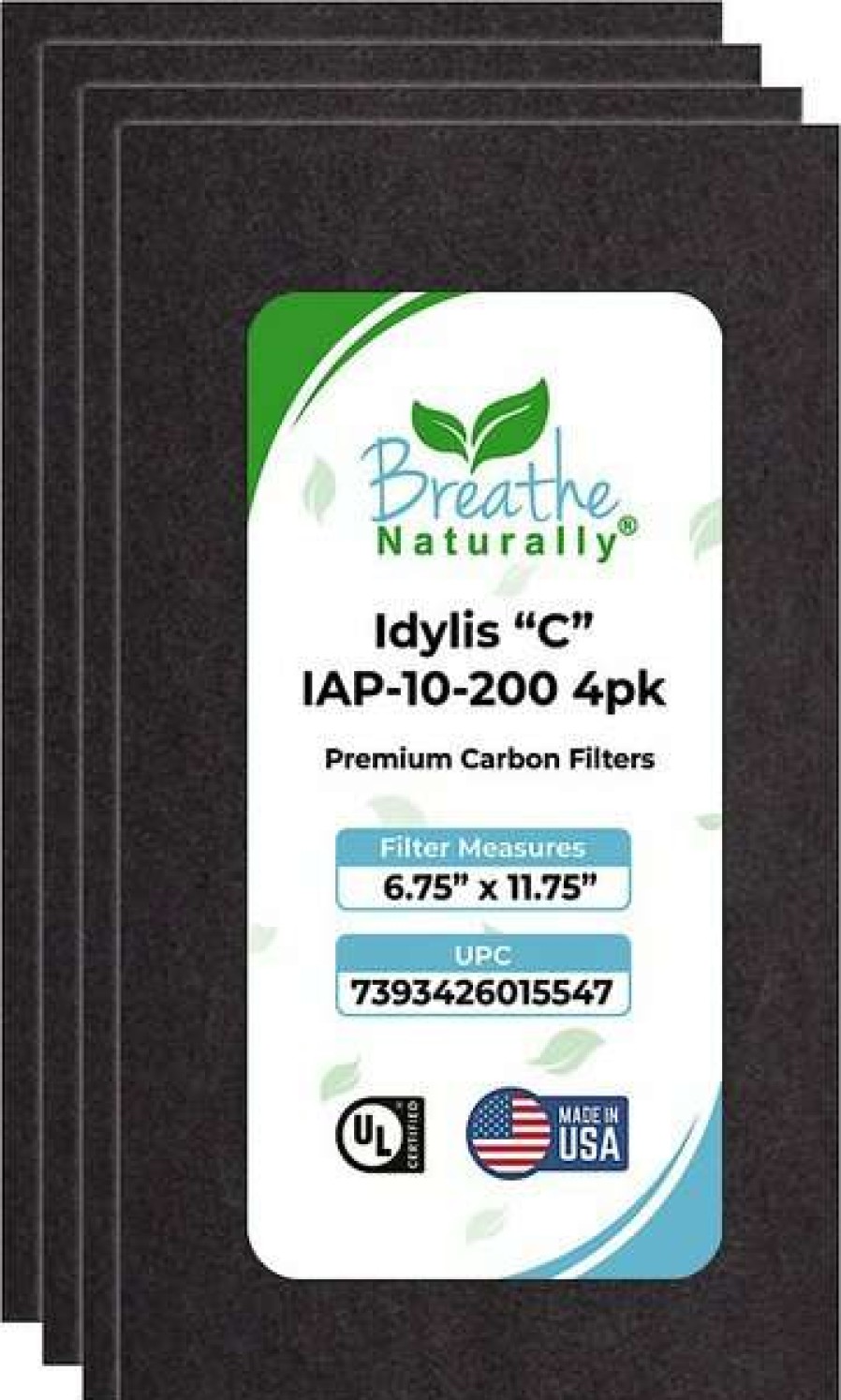 Cleaning & Potty * | Breathe Naturally Replacement Carbon Prefilters For Idylis "C" Iap-10-200 Series Air Purifiers, 4 Count Store