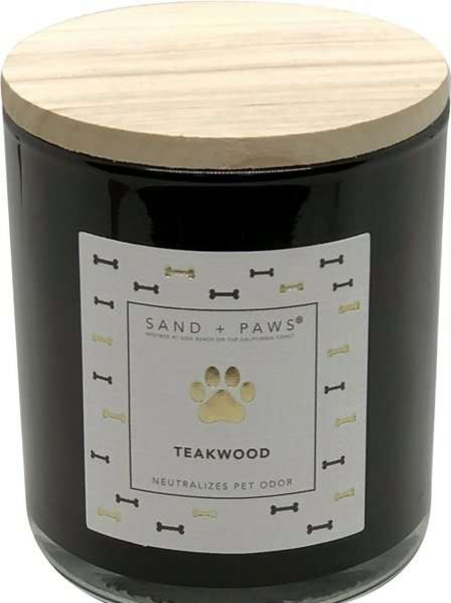 Home Goods * | Sand + Paws Paw Print Label Teakwood Scented Candle, 12-Oz Jar Discount