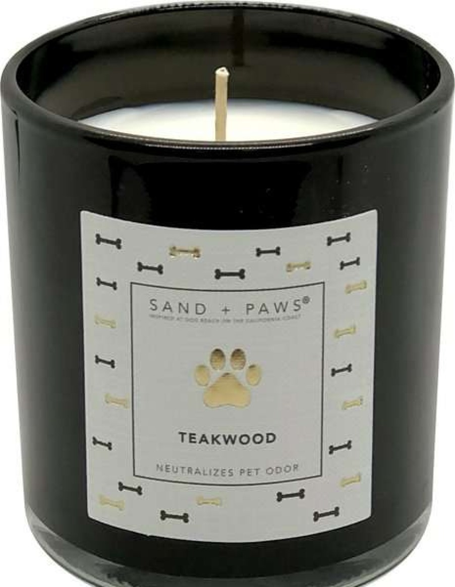 Home Goods * | Sand + Paws Paw Print Label Teakwood Scented Candle, 12-Oz Jar Discount