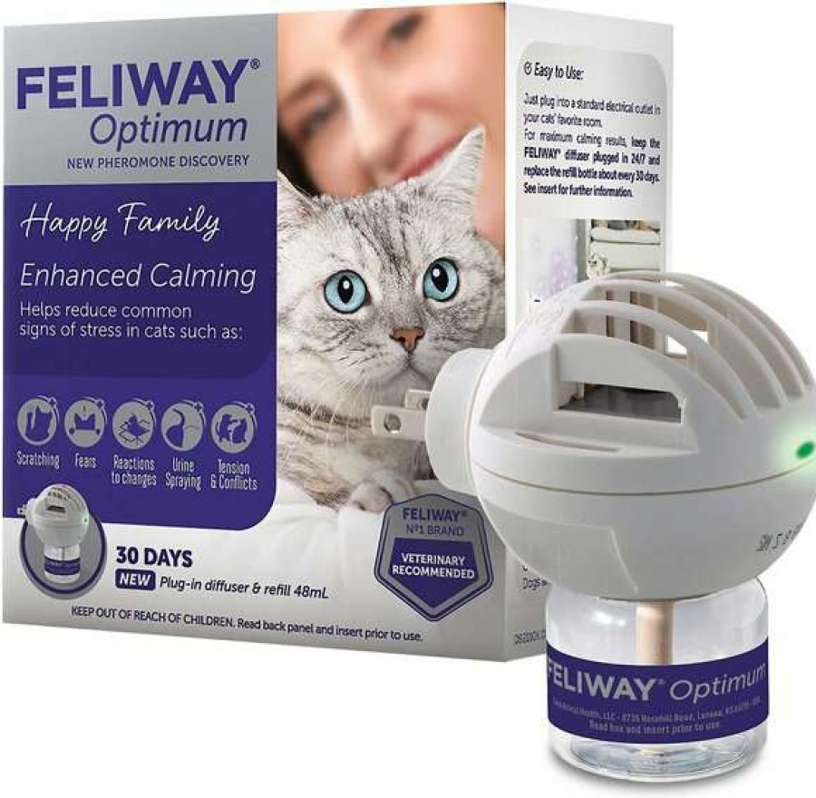 Cat * | Bundle: Feliway Optimum Enhanced Calming 30 Day Diffuser For Cats + Frisco Multi-Cat Unscented Clumping Clay Cat Litter, 40-Lb Bag Free Delivery