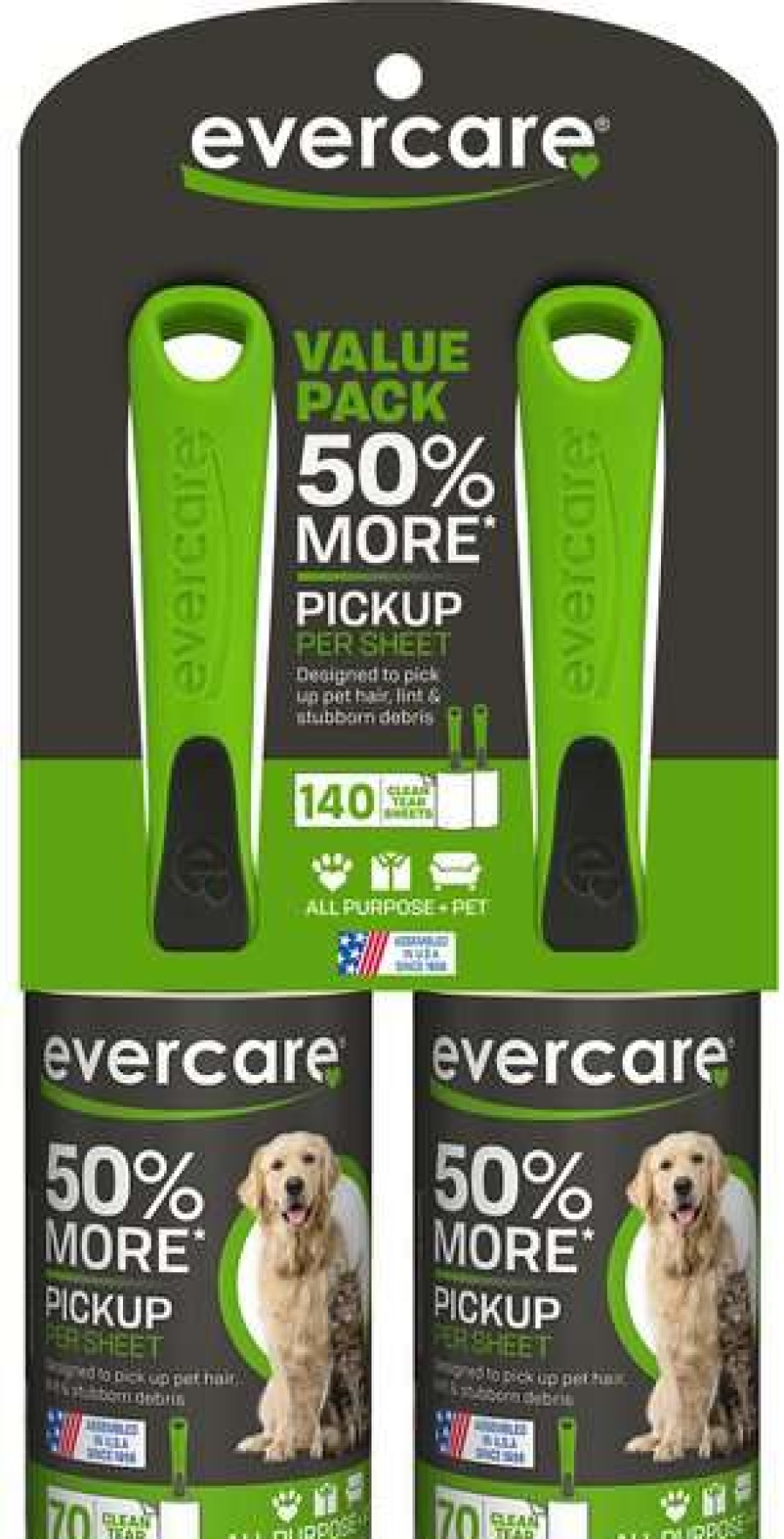 Cat * | Evercare Pet Plus Extreme Stick Ergo Grip Pet Lint Roller, 70 Sheets (Twin Pack) Shop