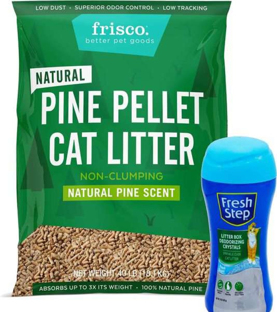 Cat * | Bundle: Fresh Step Fresh Scent Cat Litter Deodorizing Crystals, 15-Oz Bottle + Frisco Pine Pellet Unscented Non-Clumping Wood Cat Litter, 40-Lb Bag Store