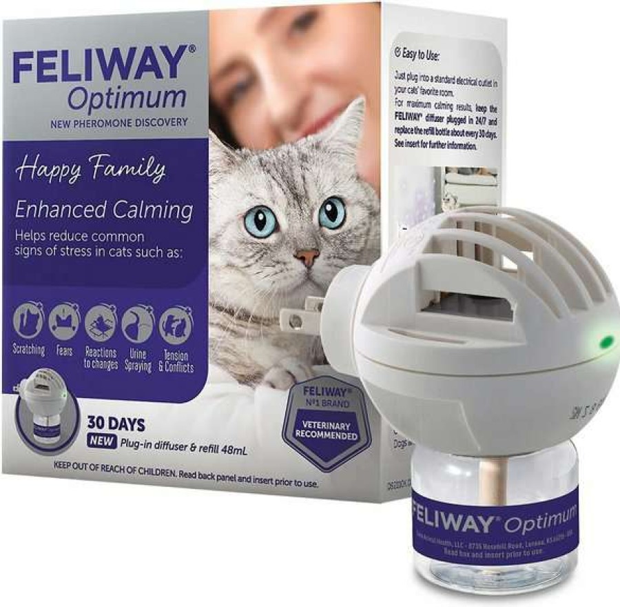 Cat * | Bundle: Feliway Optimum Enhanced Calming 30 Day Diffuser For Cats + World'S Best Multi-Cat Unscented Clumping Corn Cat Litter, 28-Lb Bag Shop