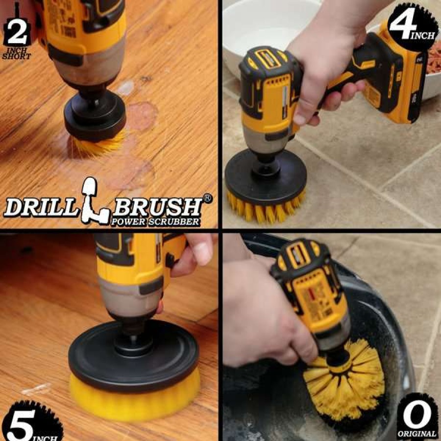 Cat * | Drillbrush Power Scrubber 4-Piece Stiffness Pet Stain & Hair Removal Kit, Medium Bristle Drill Brush Free Delivery