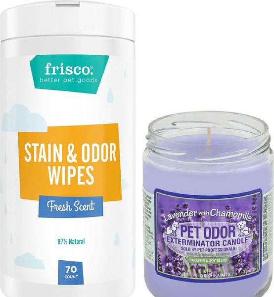 Cleaning & Potty * | Bundle: Frisco Stain & Odor Remover Wipes, 70 Count + Pet Odor Exterminator Lavender & Chamomile Deodorizing Candle, 13-Oz Jar Free Delivery