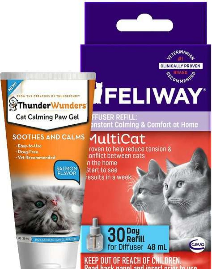 Cat * | Bundle: Thunderwunders Calming Cat Paw Gel, 3-Oz Bottle + Feliway Multicat Calming Diffuser Refill For Cats, 30 Day, 1 Count Sale