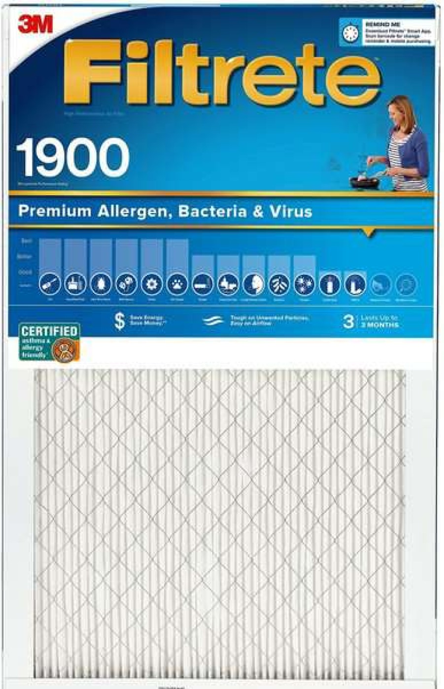 Cleaning & Potty * | Filtrete Premium Allergen, Bacteria & Virus 1900 Mpr Air Filter, 4 Count, 20-In X 20-In Store