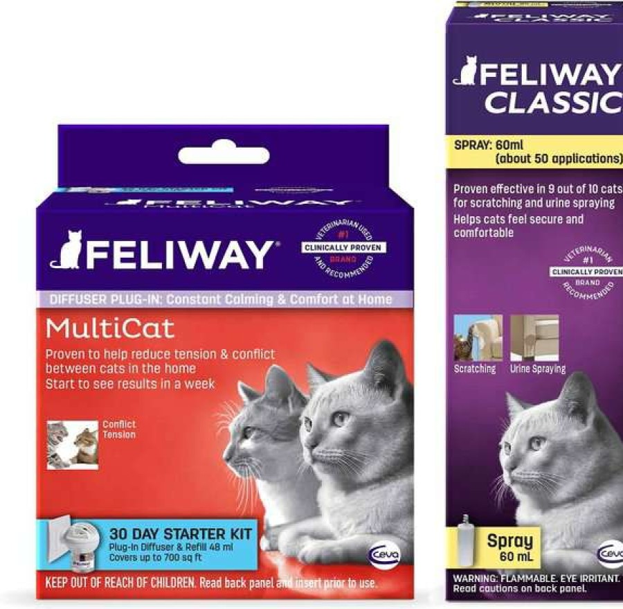 Cat * | Bundle: Feliway Multicat 30 Day Starter Kit Calming Diffuser For Cats, 1 Count + Feliway Classic Calming Spray For Cats, 60-Ml Outlet