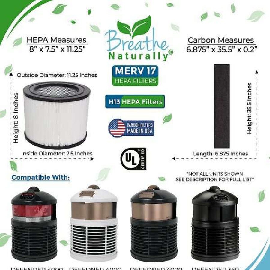 Cleaning & Potty * | Breathe Naturally Hepa & Carbon Replacement Filters For Filter Queen Defender 4000 Series Air Purifiers Online