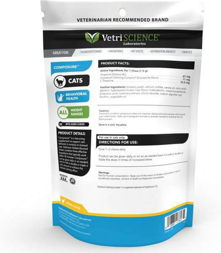 Cat * | Vetriscience Composure Chicken Liver Flavored Soft Chews Calming Supplement For Cats Online