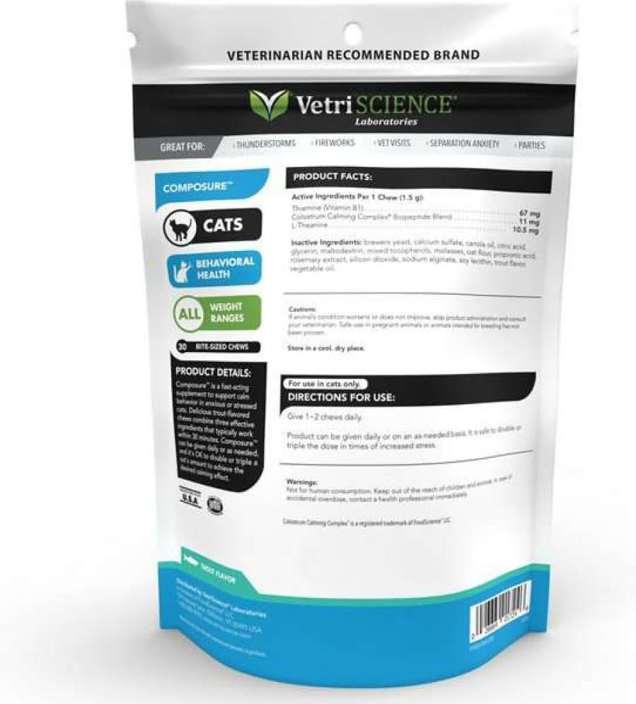 Cat * | Vetriscience Composure Trout Flavored Soft Chews Calming Supplement For Cats, 30 Count Hot Sale