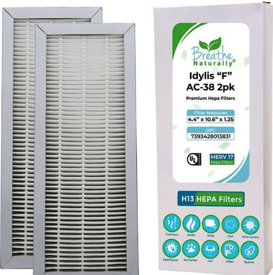 Cleaning & Potty * | Breathe Naturally Replacement Hepa Filter For Idylis "F" Ac-38 Series Air Purifiers, 2 Count Outlet