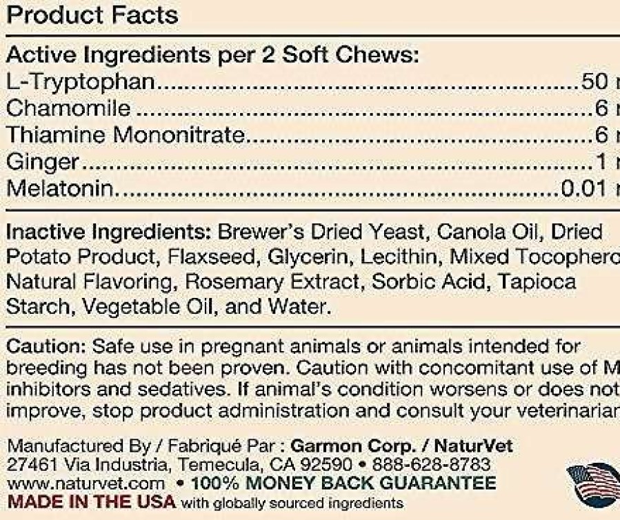 Cat * | Naturvet Quiet Moments Soft Chews Calming Supplement For Cats Sale