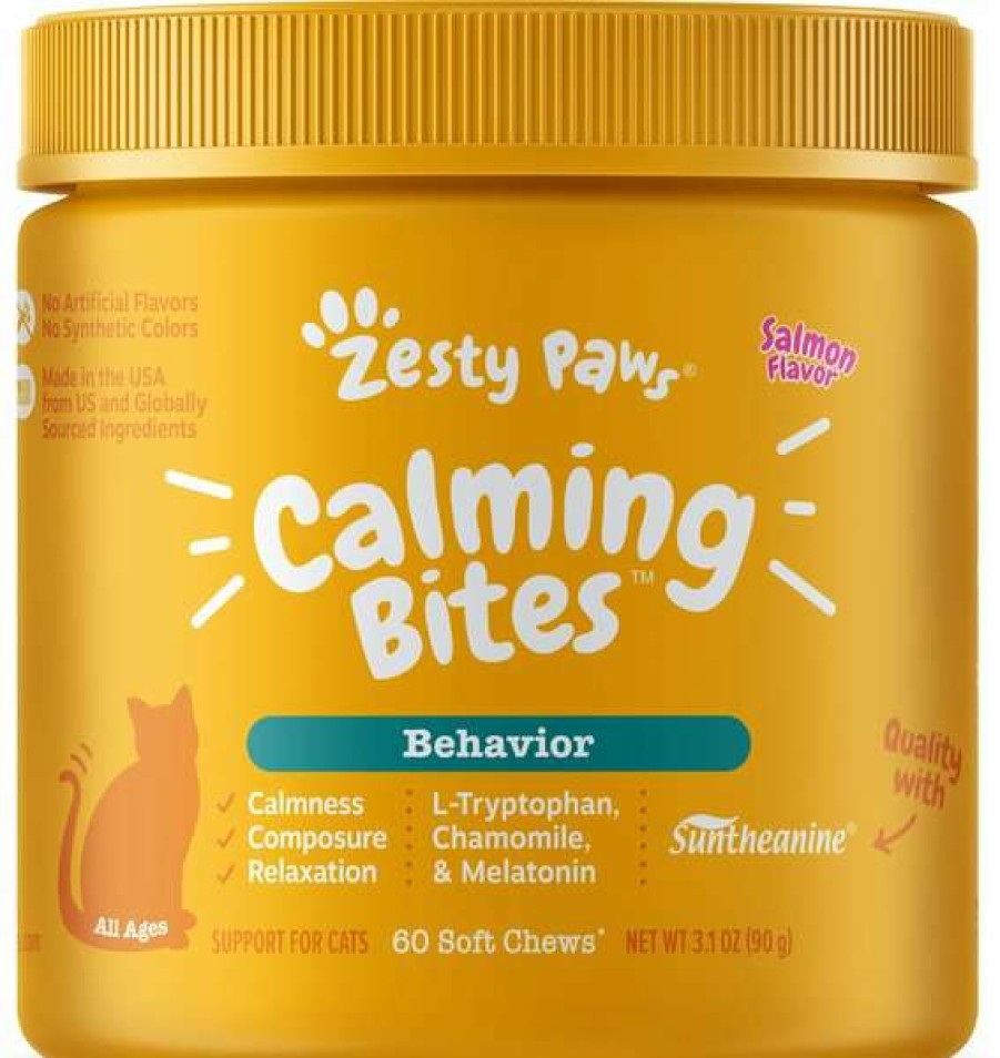 Cat * | Bundle: Zesty Paws Calming Bites Bacon Flavored Soft Chews Calming Supplement For Cats, 60 Count + Zesty Paws Hemp Elements Salmon Oil Liquid Skin & Coat Supplement For Dogs & Cats, 32-Oz Bottle Store