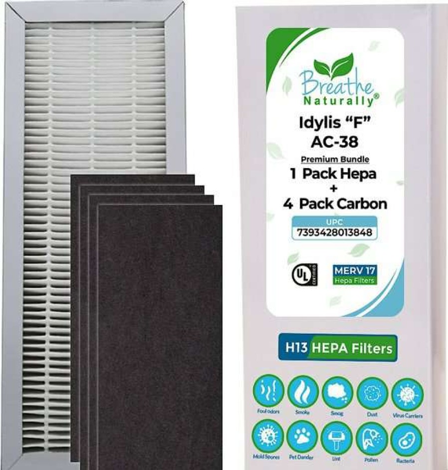 Cleaning & Potty * | Breathe Naturally Hepa & Carbon Replacement Filters For Idylis "F" Ac-38 Series Air Purifiers, 5 Count Shop