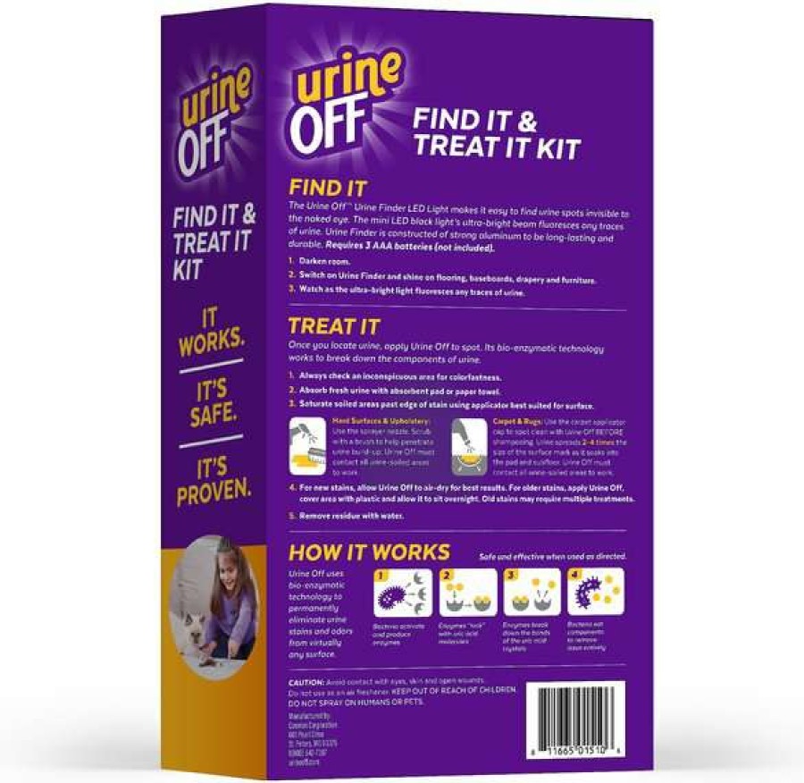 Cat * | Urine Off Find It & Treat It Kit Cat & Kitten Formula Stain & Odor Remover & Hi-Power Led Urine Finder Hot Sale