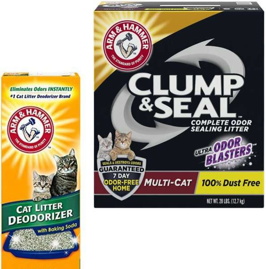 Cat * | Bundle: Arm & Hammer Litter Cat Litter Deodorizer Powder, 30-Oz Box + Arm & Hammer Litter Clump & Seal Multi-Cat Scented Clumping Clay Cat Litter, 28-Lb Box Outlet