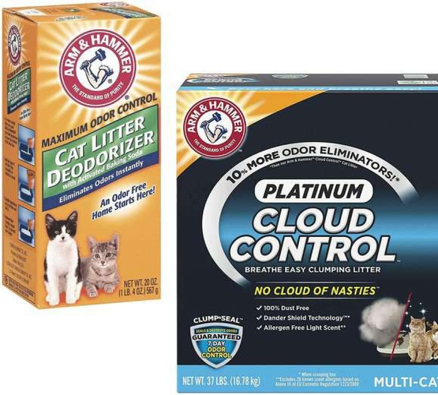 Cat * | Bundle: Arm & Hammer Litter Cat Litter Deodorizer Powder, 20-Oz Box + Arm & Hammer Cloud Control Platinum Multi-Cat Clumping Cat Litter W/ Hypoallergenic Light Scent, 37-Lb Box Online