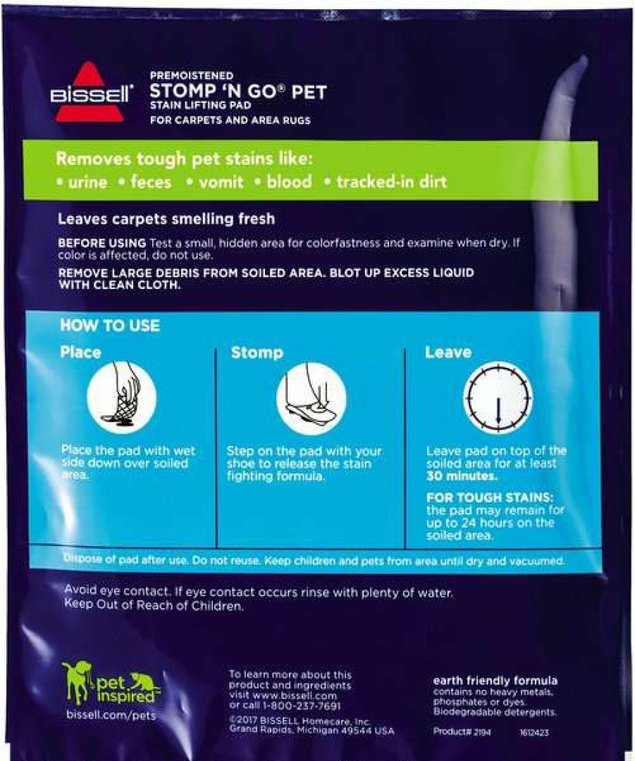 Cleaning & Potty * | Bissell Stomp 'N Go Pet Stain Lifting Pads, 20 Count Free Delivery