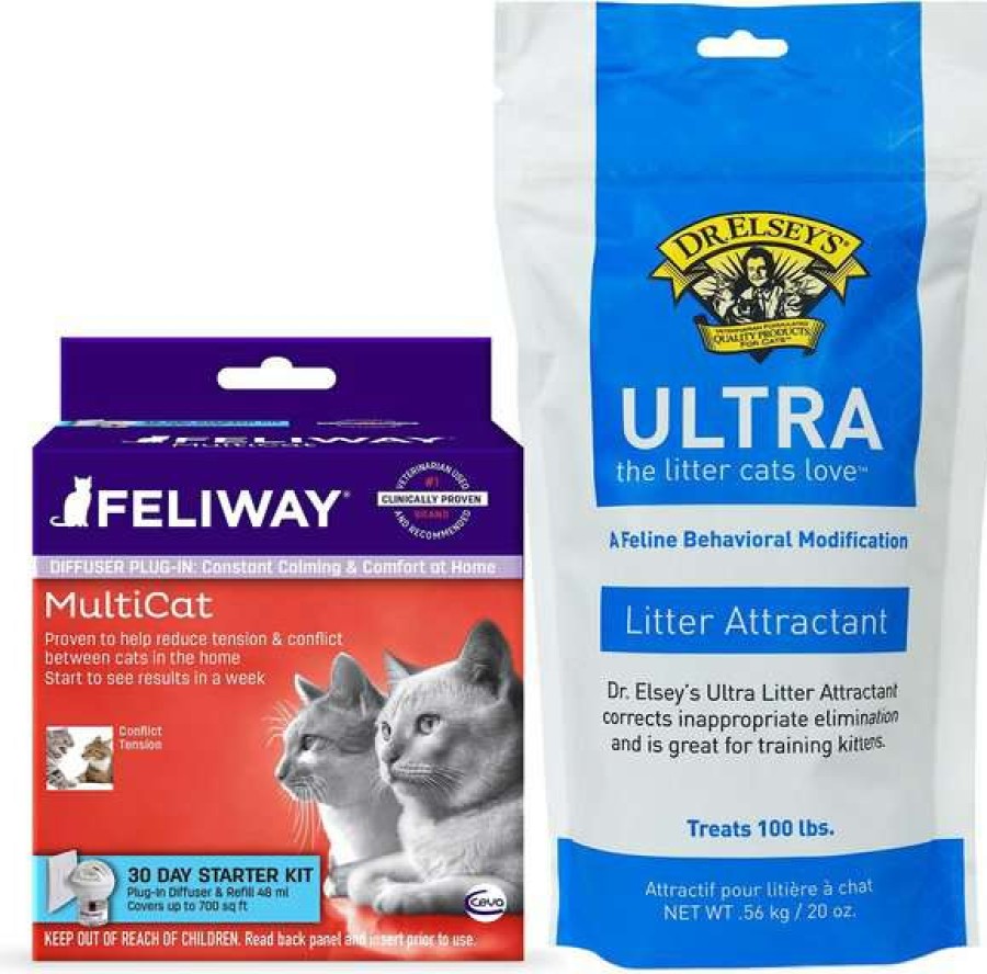 Cat * | Bundle: Feliway Multicat 30 Day Starter Kit Calming Diffuser For Cats, 1 Count + Dr. Elsey'S Precious Cat Ultra Litter Attractant, 20-Oz Promotions